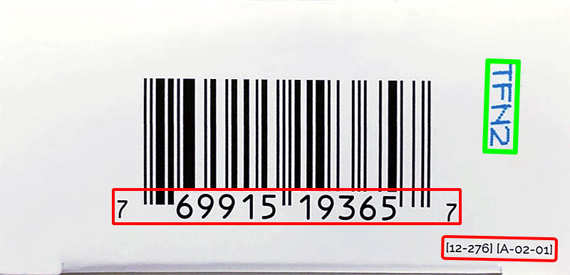 A bar code on a white surface  Description automatically generated